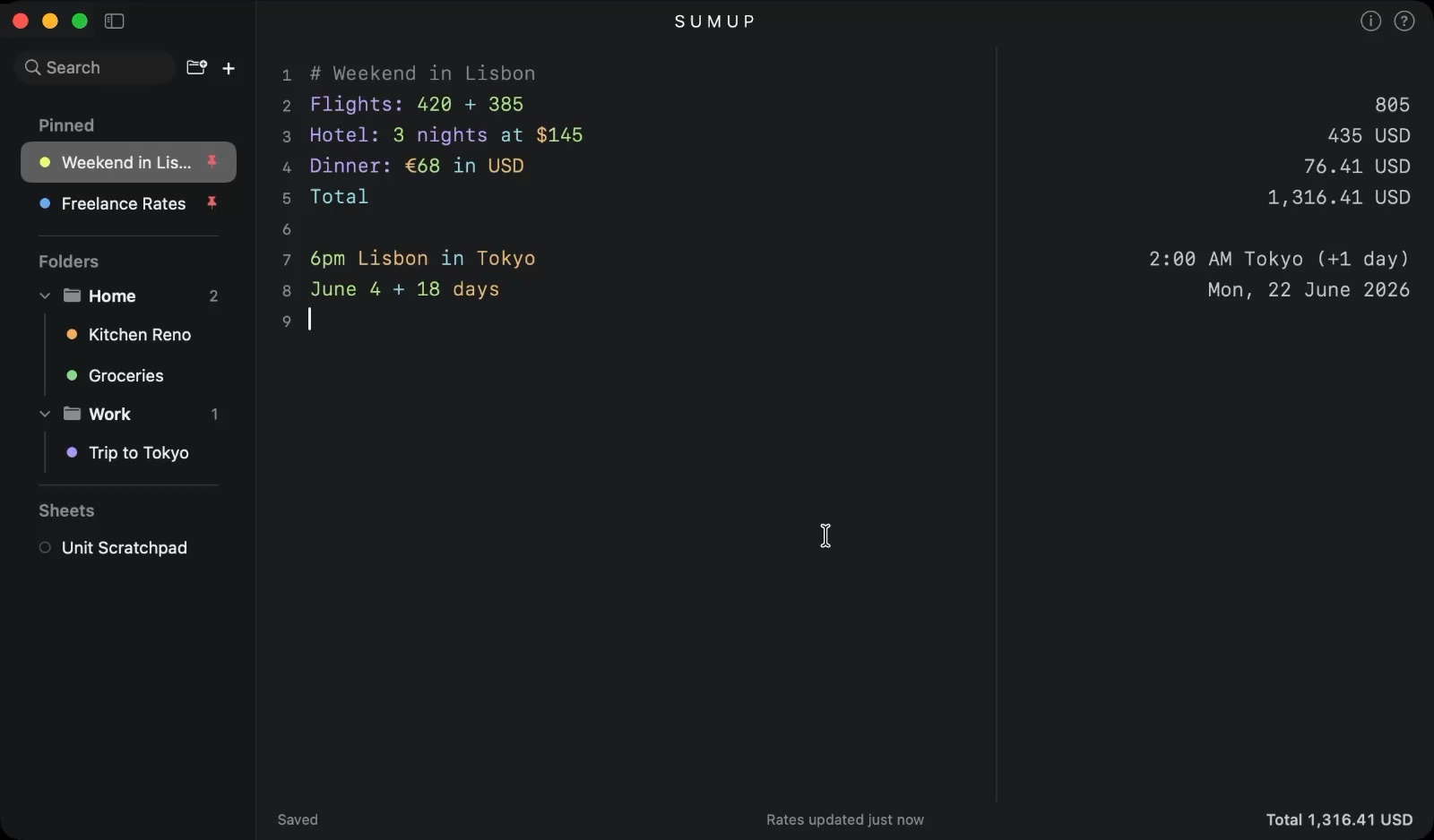 SUMUP window
